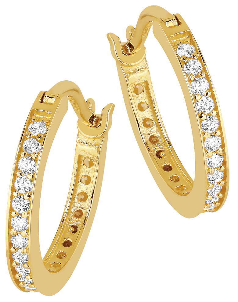 Lykka Casuals yellow gold hoops with zirconia stones