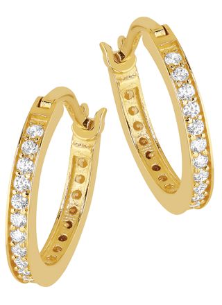 Lykka Casuals yellow gold hoops with zirconia stones
