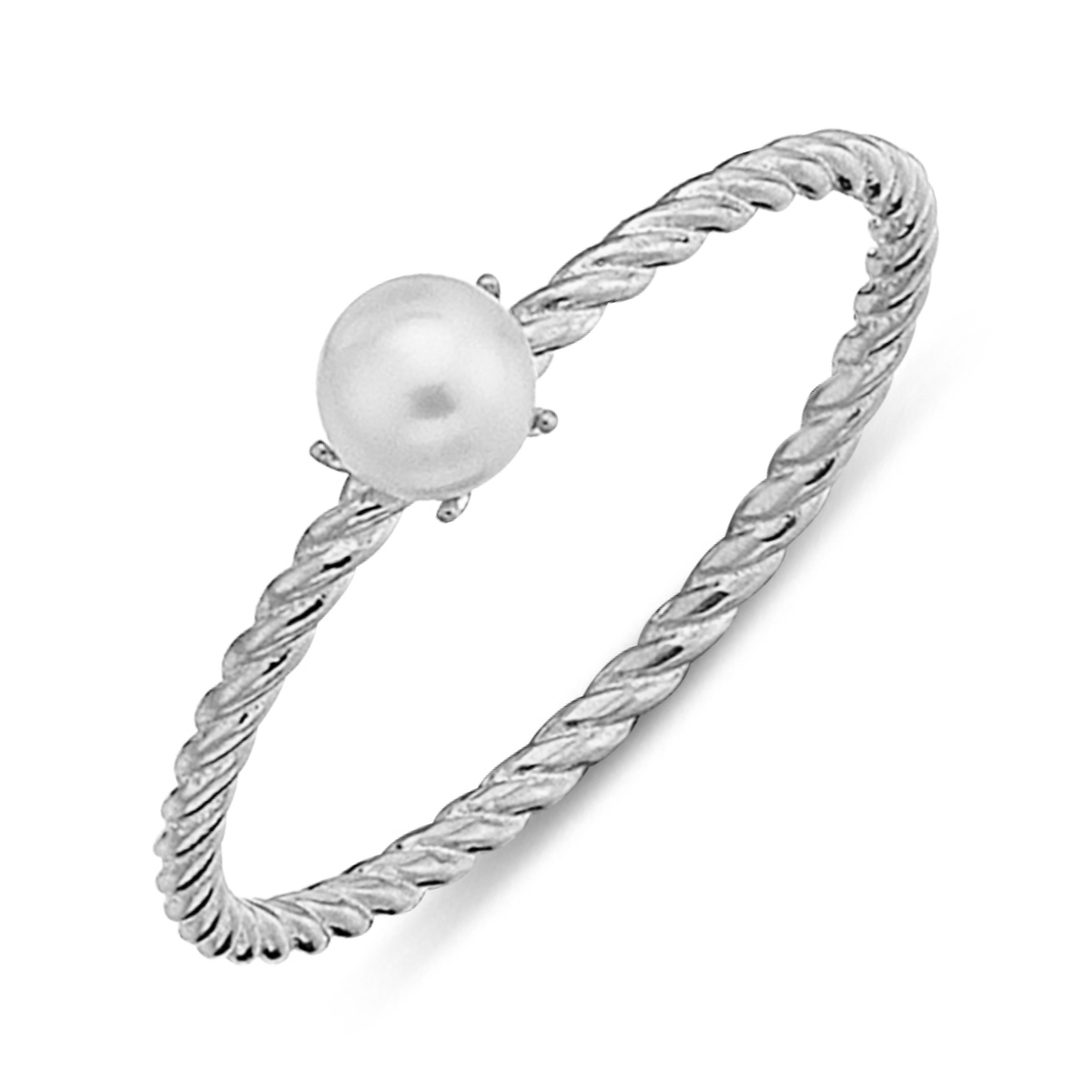 Lykka Pearls twist silver pearl ring 