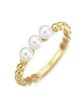 Lykken Pearls Triple stone pearl gold ring