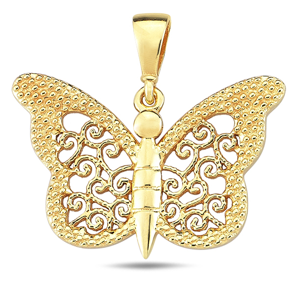 Lykka Casuals filigree butterfly pendant in yellow gold