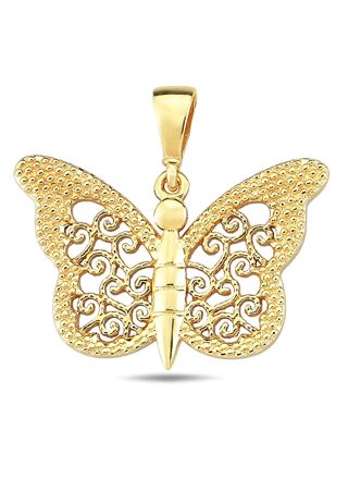 Lykka Casuals filigree butterfly pendant in yellow gold