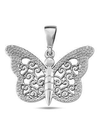 Butterfly pendant in white gold 13 x 20 mm