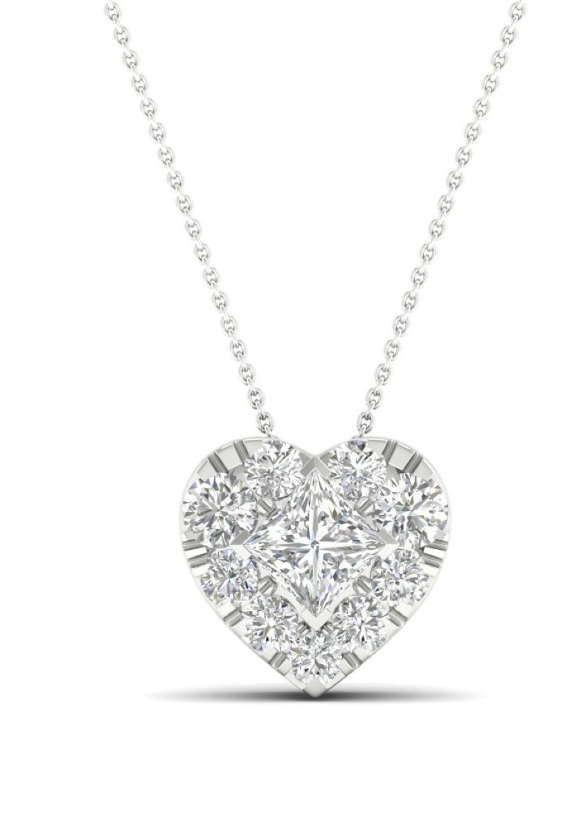Lykka Elegance heart necklace with diamonds 42+3cm
