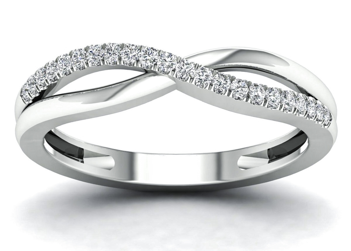 Lykka Elegance crossover white gold diamond ring 0,1 ct