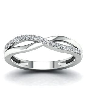 Lykken Elegance crossover white gold diamond ring 0,1 ct