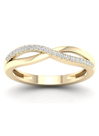 Lykka Elegance crossover yellow gold diamond ring