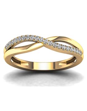 Lykken Elegance crossover yellow gold diamond ring 0,1 ct