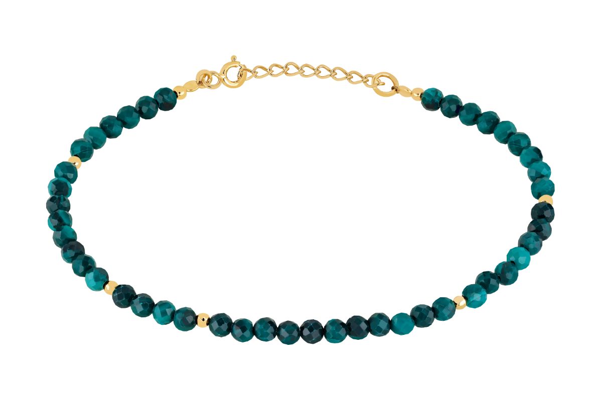 Lykka Casuals gold-plated malachite-silver-bracelet 