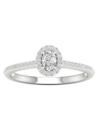 Lykka Elegance oval halo ring with diamonds