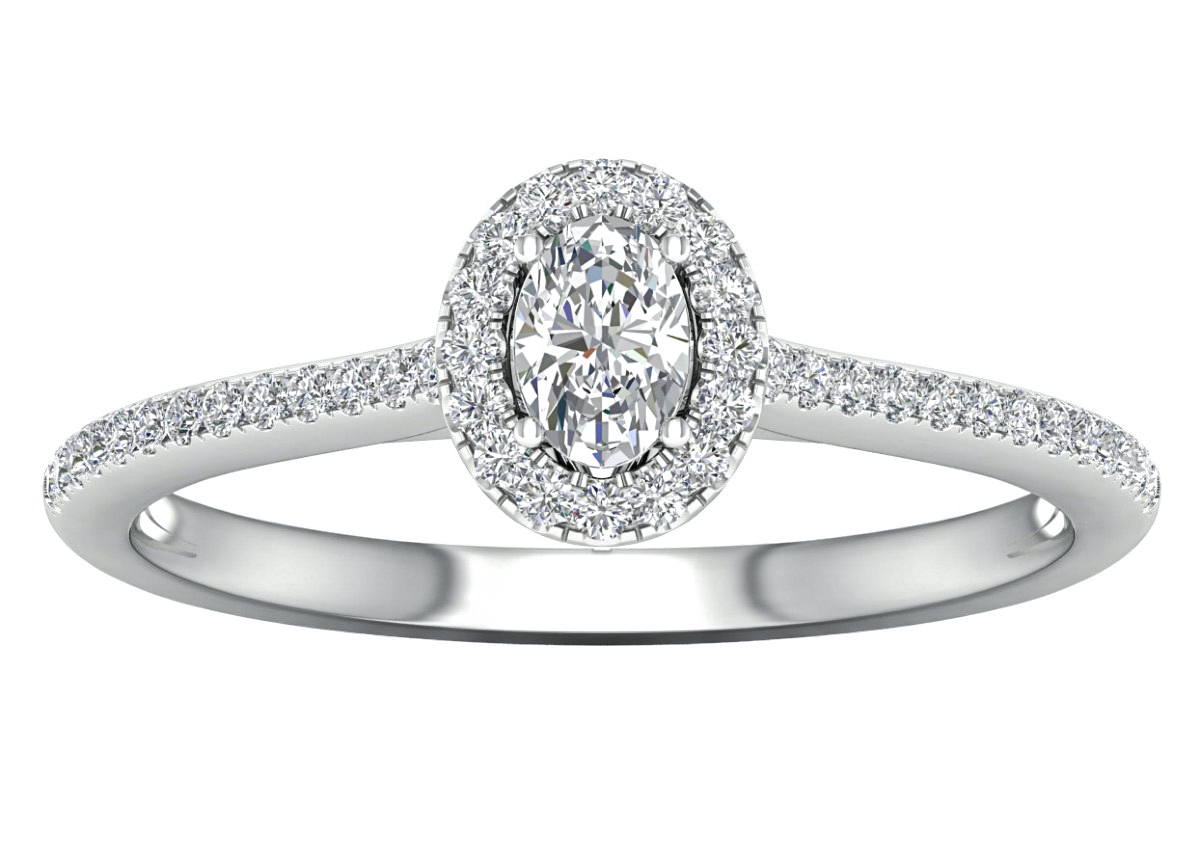Lykka Elegance oval halo ring with diamonds 0,33 ct