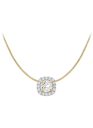 Halo diamond pendant in yellow gold 7,3 mm