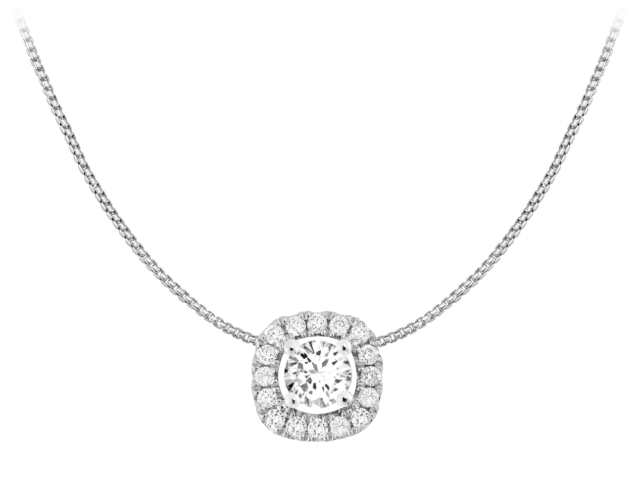 Halo diamond pendant in white gold 7,3 mm