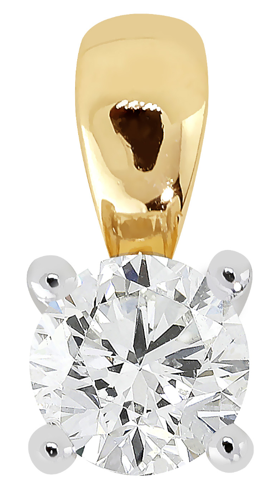 Lykka Elegance 4-prong diamond pendant in yellow gold