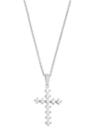 Lykka Crosses cross necklace with zirconia stones 15 x 24 mm