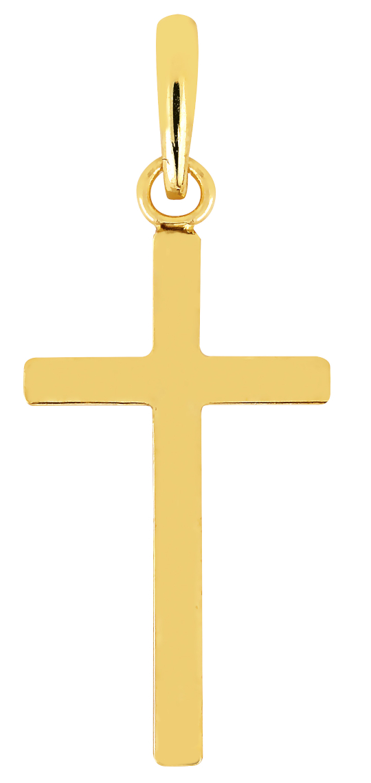 Lykka Crosses skinny smooth cross pendant in yellow gold