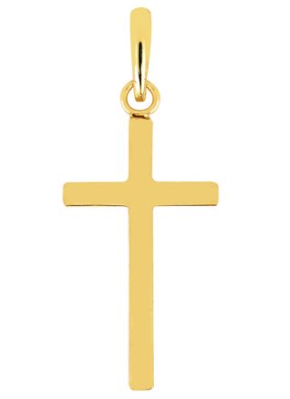 Lykka Crosses skinny smooth cross pendant in yellow gold