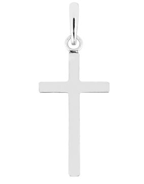 Lykka Crosses skinny smooth cross pendant in white gold