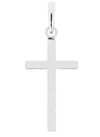 Lykka Crosses skinny smooth cross pendant in white gold