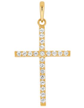 Lykka Crosses skinny gold cross pendant with cz 14,73 x 22,64 mm