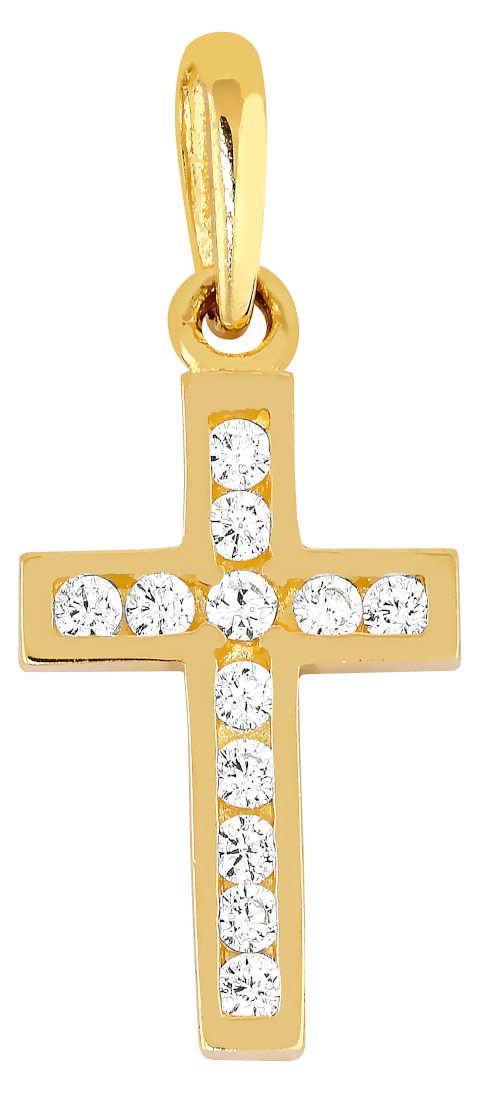 Lykka Crosses cross  pendant with channel set cz yellow gold