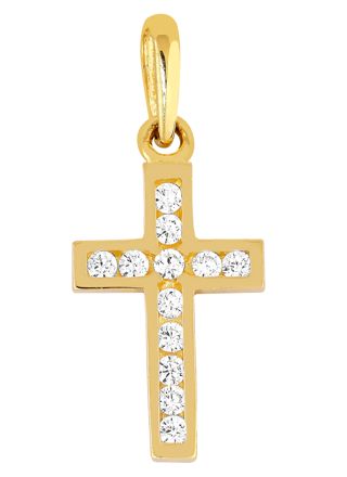 Lykka Crosses cross  pendant with channel set cz yellow gold