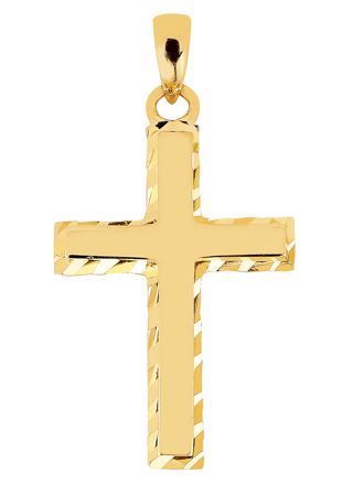 Lykka Crosses smooth cross pendant with edging yellow gold
