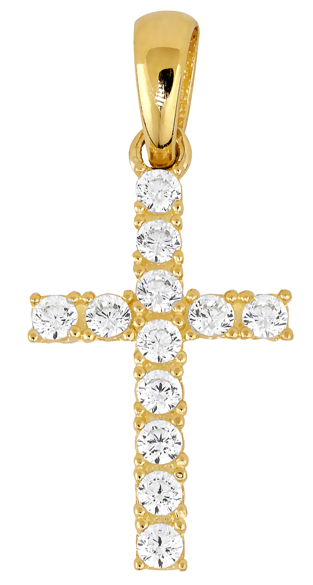 Lykka Crosses gold cross pendant with cz 8,49 x 15,35 mm