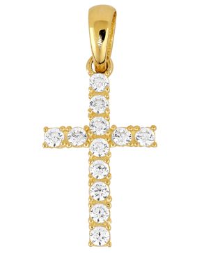 Lykka Crosses gold cross pendant with cz 8,49 x 15,35 mm