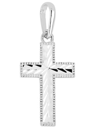 Lykka Crosses diamond-cut cross with edging white gold 15,42 mm