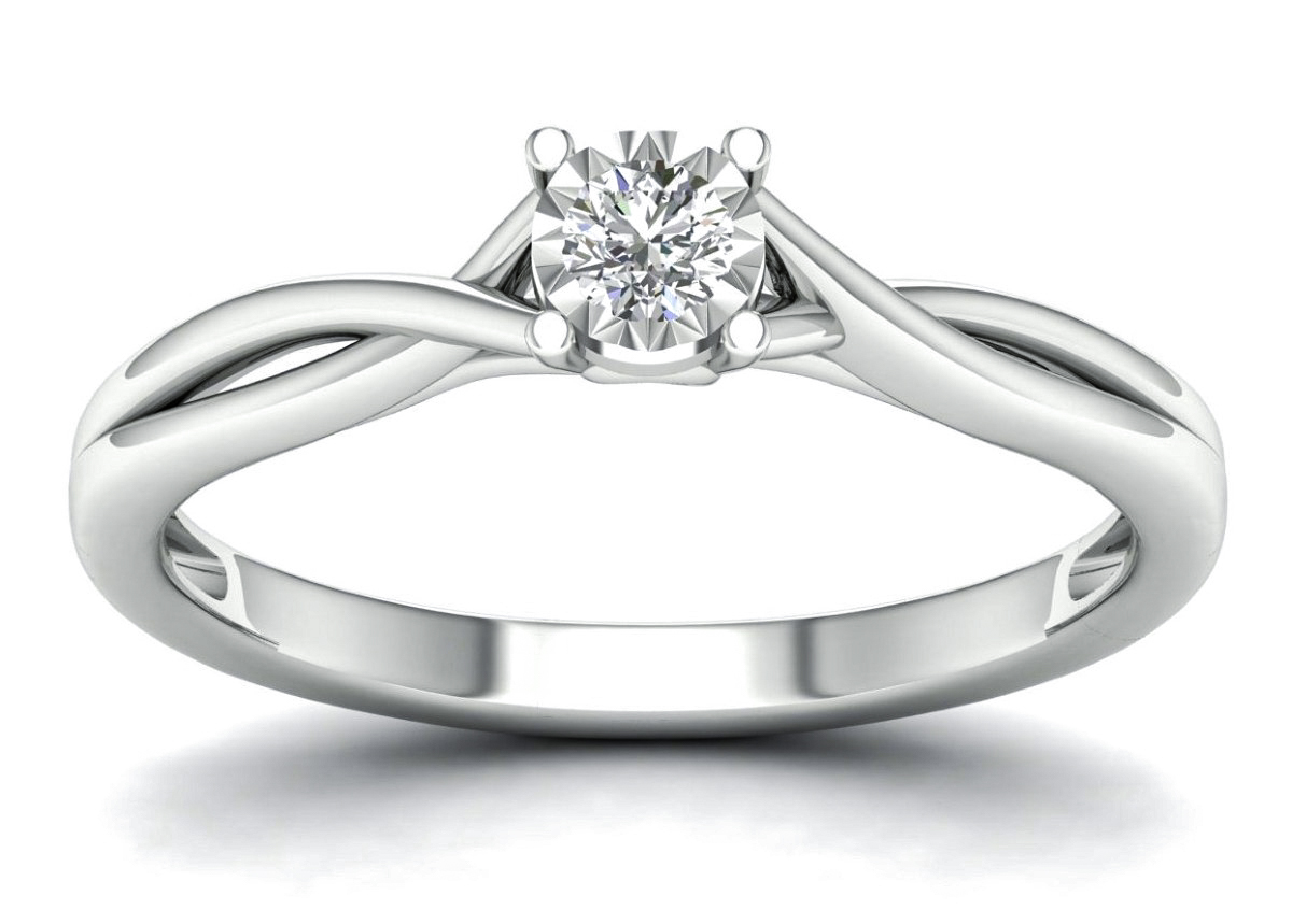 Lykka Elegance split shank solitaire ring with diamonds white gold