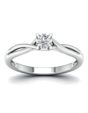 Lykka Elegance split shank solitaire ring with diamonds white gold
