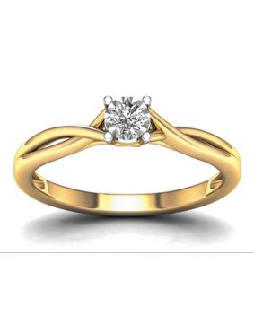 Lykken Elegance split shank solitaire ring with diamonds yellow gold 0,1 ct