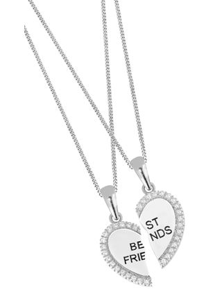 Lykka Hearts Best Friends split heart necklace with cubic zircons