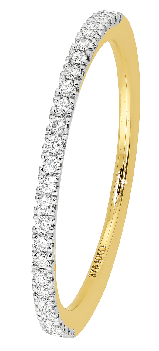 Lykka Elegance half eternity diamond ring in yellow gold 0,12 ct