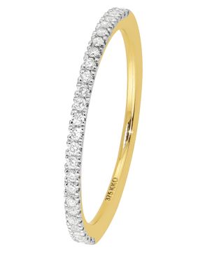 Lykken Elegance half eternity diamond ring in yellow gold 0,12 ct