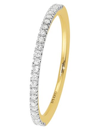 Lykka Elegance half eternity diamond ring in yellow gold 0,12 ct