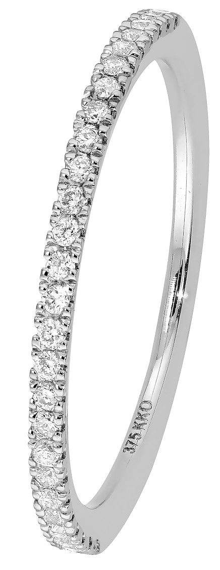 Lykka Elegance half eternity diamond ring in white gold 0,12 ct