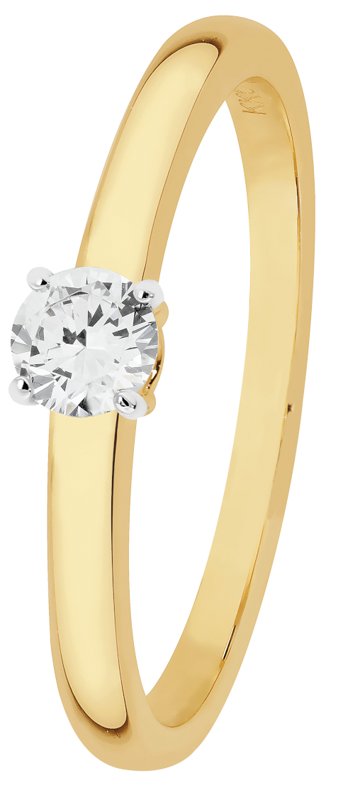 Lykka Elegance solitaire diamond ring yellow gold 0 16 ct