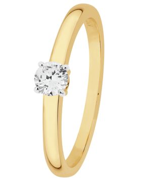 Lykken Elegance solitaire diamond ring yellow gold 0,16 ct