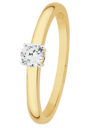Lykka Elegance solitaire  diamond ring yellow gold 0,16 ct