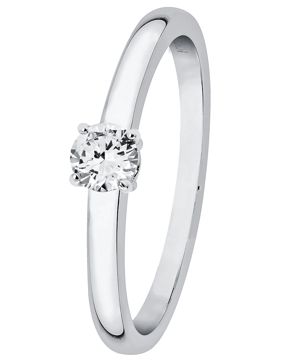 Lykka Elegance solitaire diamond ring white gold 0,16 ct