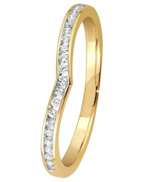Lykken Elegance Chevron diamond ring in yellow gold 0,10 ct