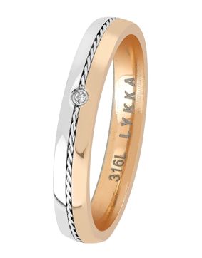 Lykken Trend two-tone steel-rose gold steel ring