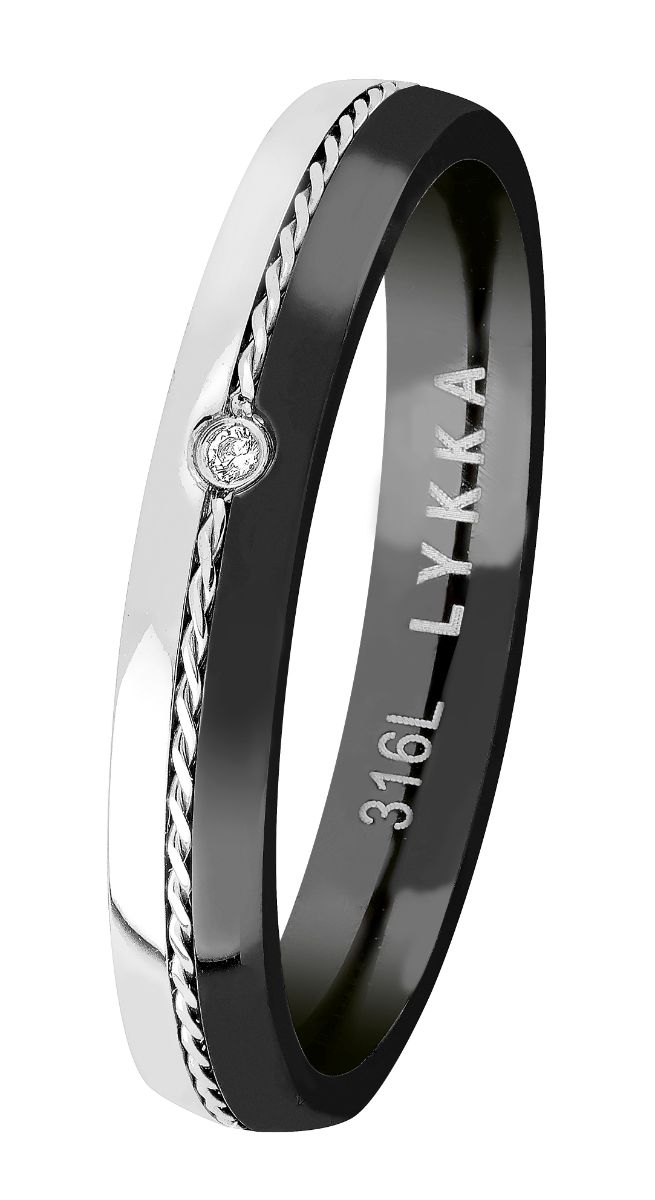 Lykka Strong solitaire steel ring 