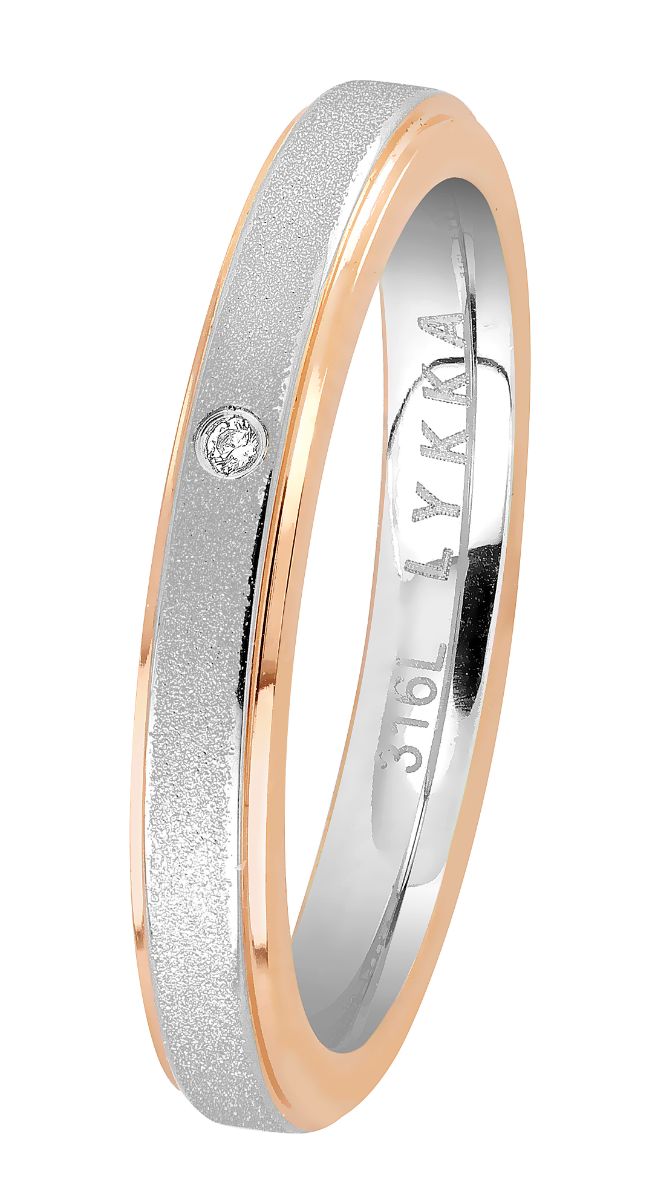 Lykka Strong steel-rose gold two-tone solitaire steel ring 