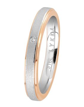 Lykken Trend steel-rose gold two-tone solitaire steel ring