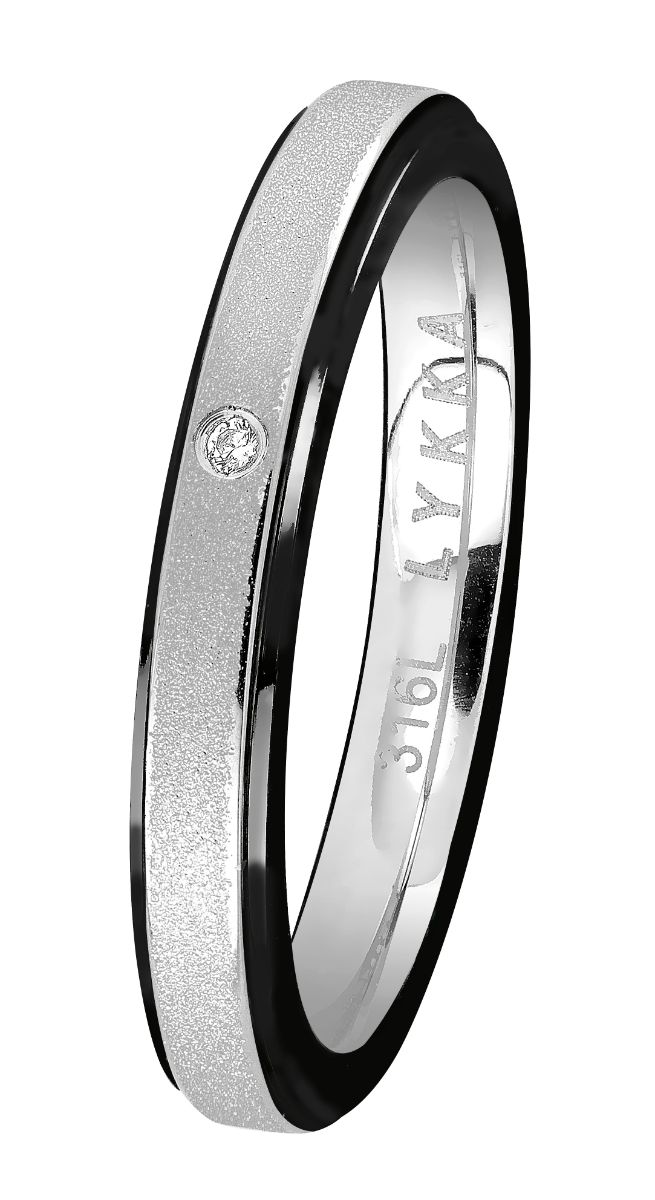 Lykka Strong steel-black two-tone solitaire steel ring 
