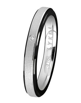 Lykka Strong steel-black two-tone solitaire steel ring