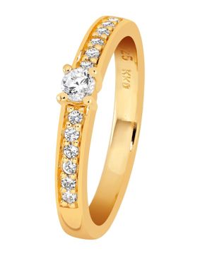 Lykken Casuals side-stone silver ring gold-plated